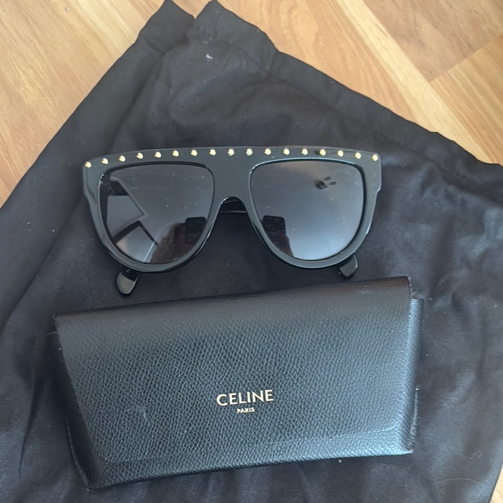 Celine Black Oversized Shield Sunglasses